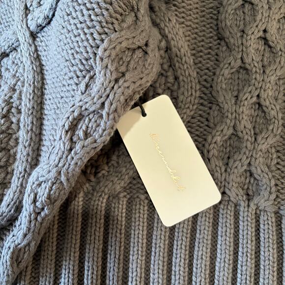 Line & Dot Jasper Fringe Sweater XS Gray Cable Knit CottageCore CabinCore NWT - Picture 4 of 10